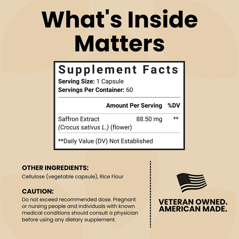 Luma Nutrition Saffron Extract Capsules – Mood & Eye Support – USA Made – 60 Capsules