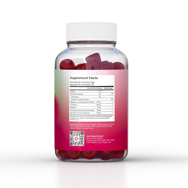 LUV health Sleep Gummies – Natural Sleep Aid with Magnesium, L-Theanine, Melatonin (30 count)