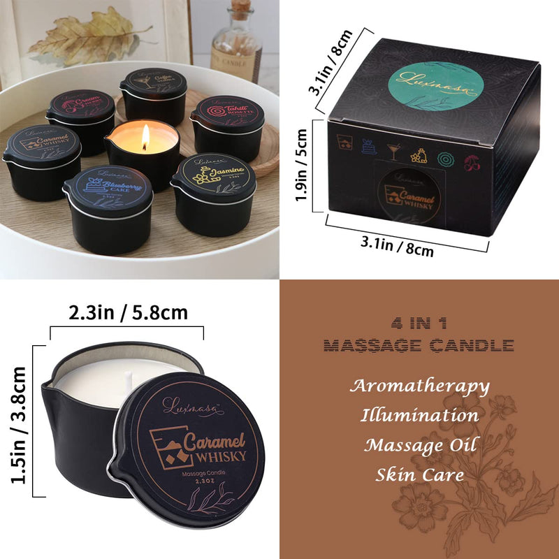 LUXMASA Soybean Wax Warming Massage Oil Candle – Stress Relief, Skin Moisturizing, Romantic Gift