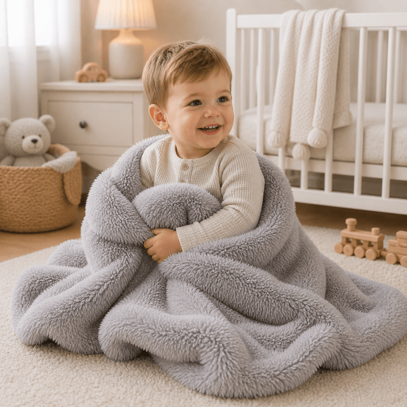 Luxury Faux Fur Baby Blanket  - grey-Clearance