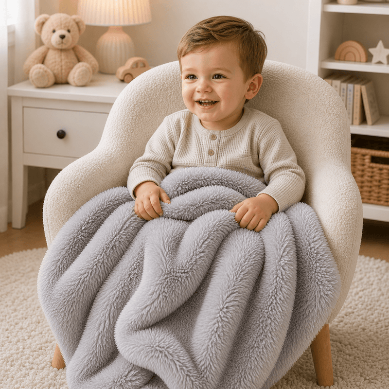 Luxury Faux Fur Baby Blanket  - grey-Clearance
