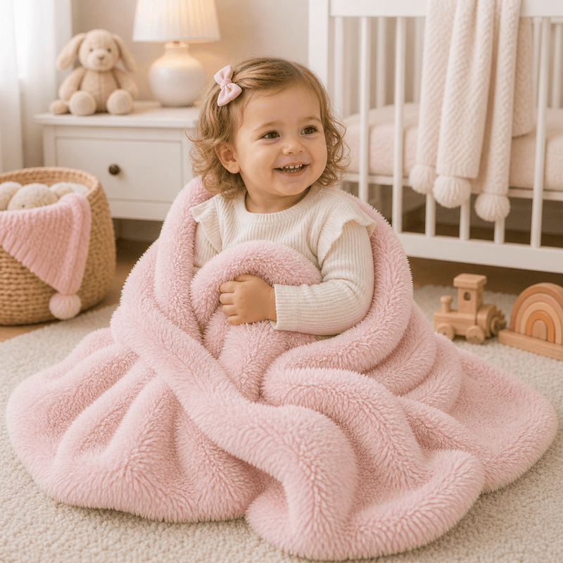 Luxury Faux Fur Baby Blanket - Pink-Clearance