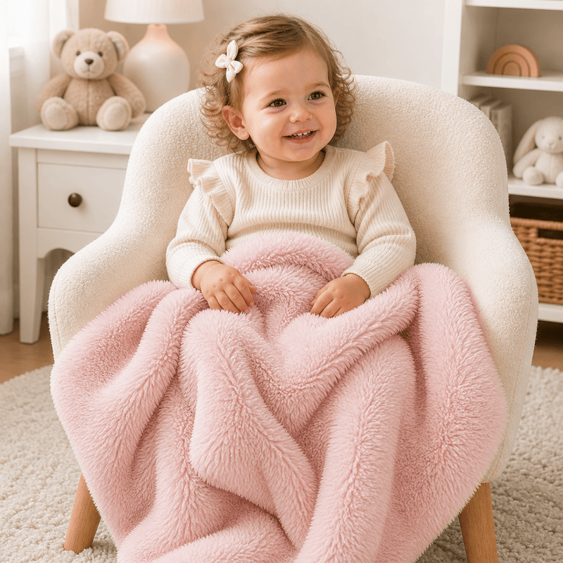 Luxury Faux Fur Baby Blanket - Pink-Clearance