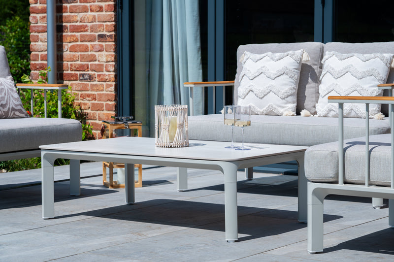 Taunton Aluminium Lounge Set with Teak Armrests & Coffee Table