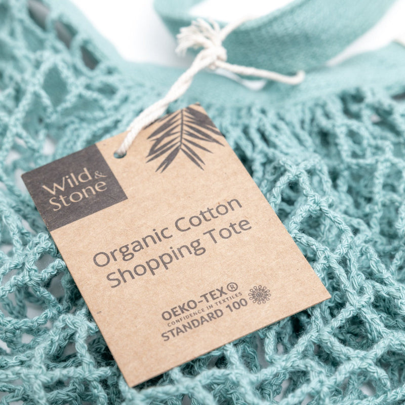 Organic Cotton Blue Crochet Tote Bag