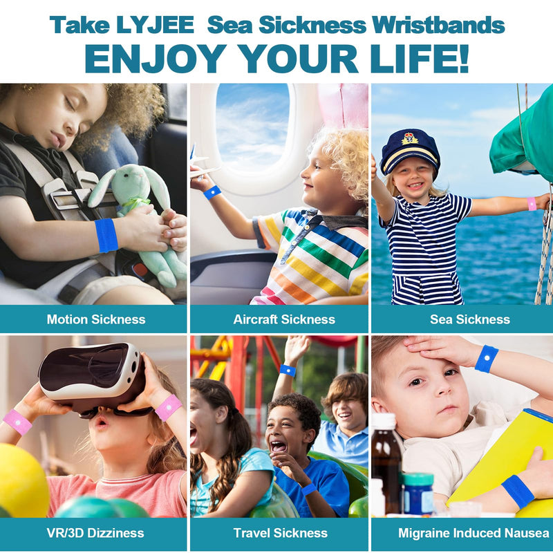 LYJEE Motion Sickness Bands for Kids – Drug-Free Travel Nausea Relief Wristbands