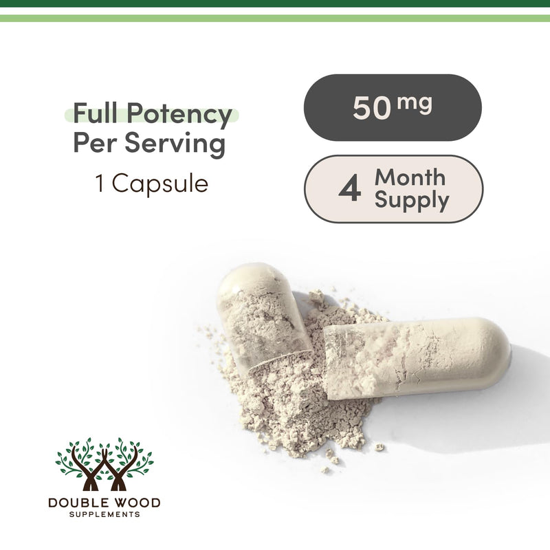 Kanna Extract Supplement 50mg (120 Capsules) - Relaxation & Peace of Mind | Non-GMO, Gluten Free, Vegan Safe | Double Wood