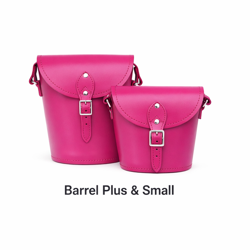Handmade Leather Barrel Bag - Magenta