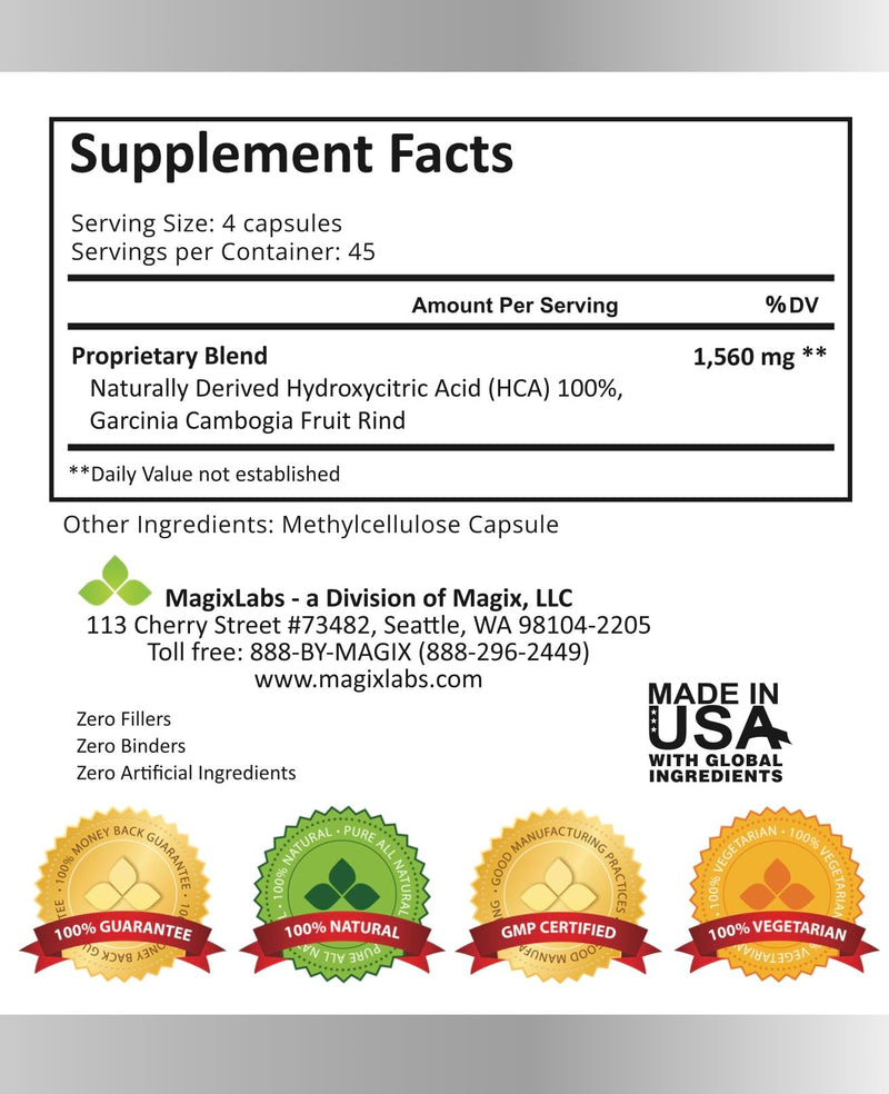 MagixLabs 100% HCA Ultra Extreme Garcinia Cambogia Extract – Pure & All-Natural