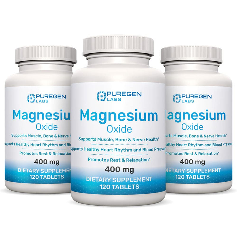 Magnesium 400mg High Potency – Magnesium Oxide | 3 Pack, 360 Count