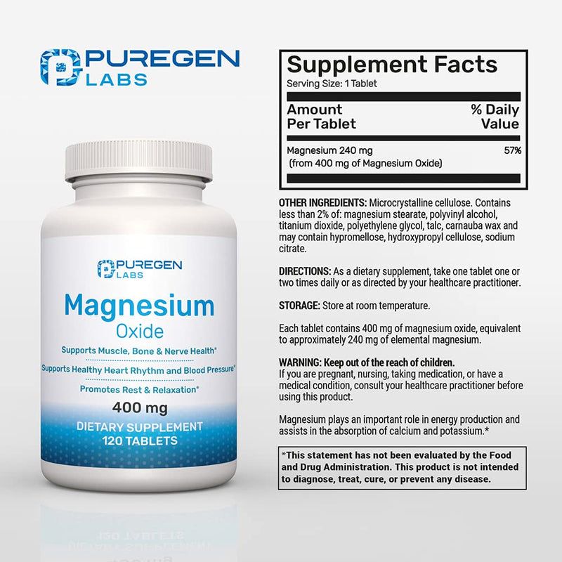 Magnesium 400mg High Potency – Magnesium Oxide | 3 Pack, 360 Count