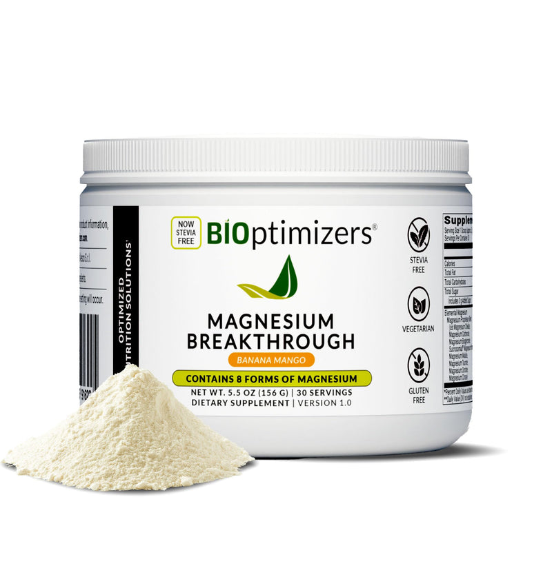 BIOptimizers Magnesium Breakthrough Drink – 8 Forms, Electrolytes, Banana Mango