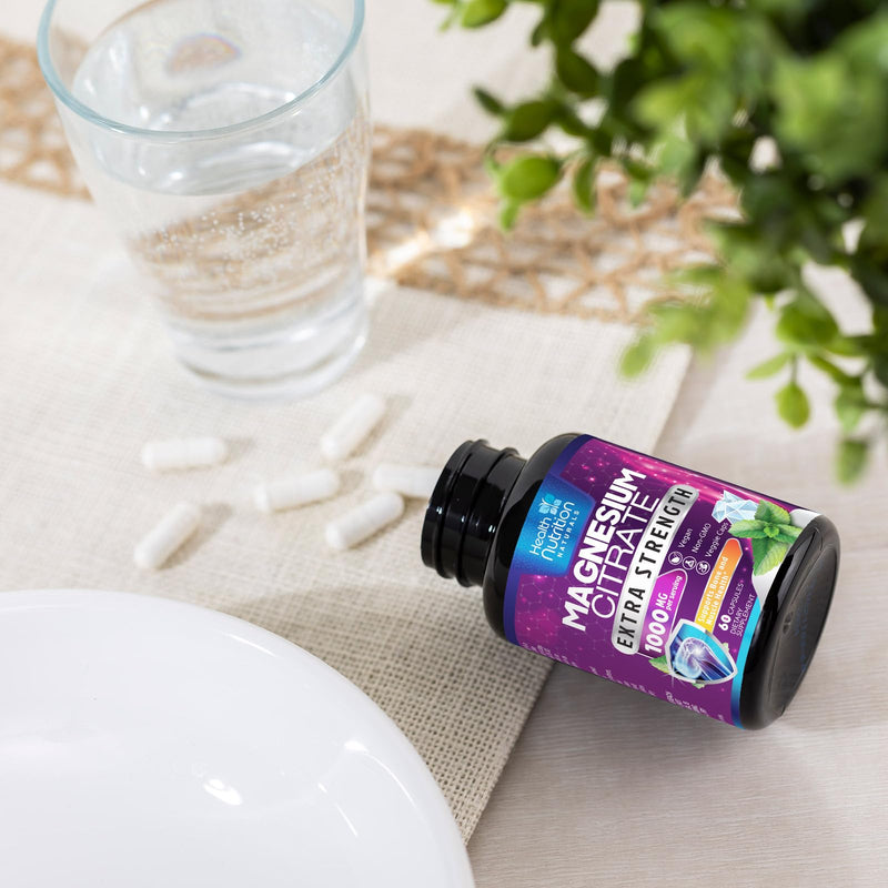 Magnesium Citrate Capsules 1000mg – High Absorption for Muscle, Nerve, Bone & Heart (60 Capsules)