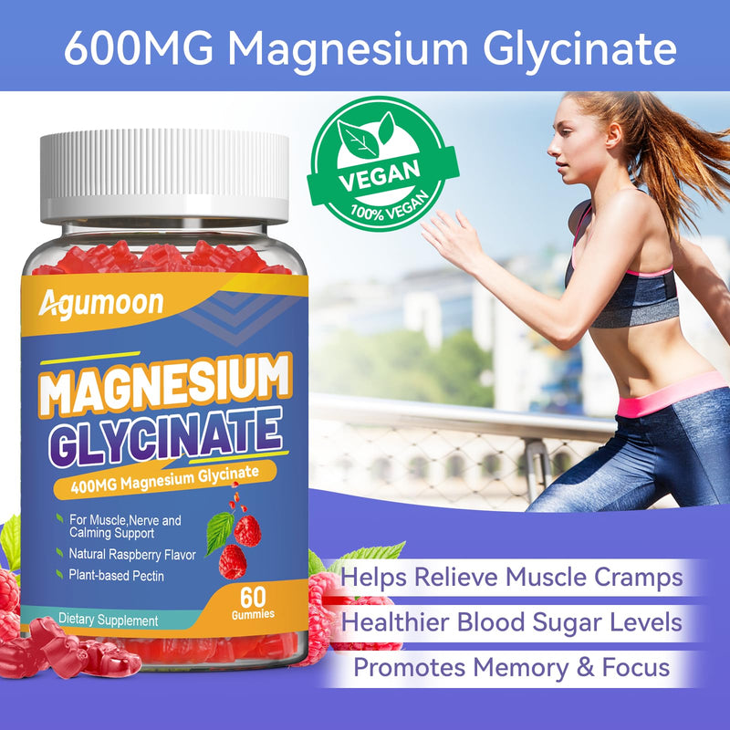 Magnesium Glycinate Gummies 400mg with L-Threonine – Stress Relief & Muscle Support | Non-GMO, Gluten Free