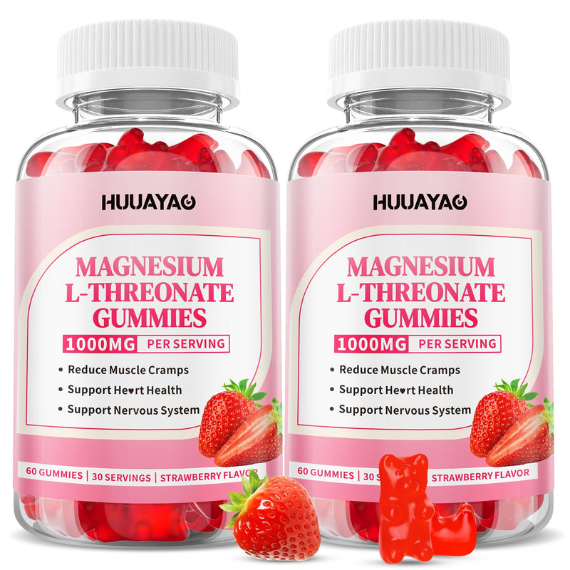 Magnesium L-Threonate Gummies 1000mg – Sugar-Free Strawberry, 120 Count