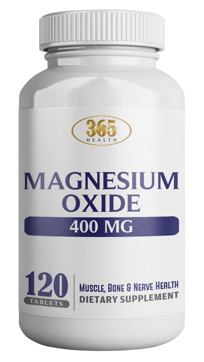 Magnesium 400mg High Potency – USA Made Magnesium Oxide, 120 Tablets