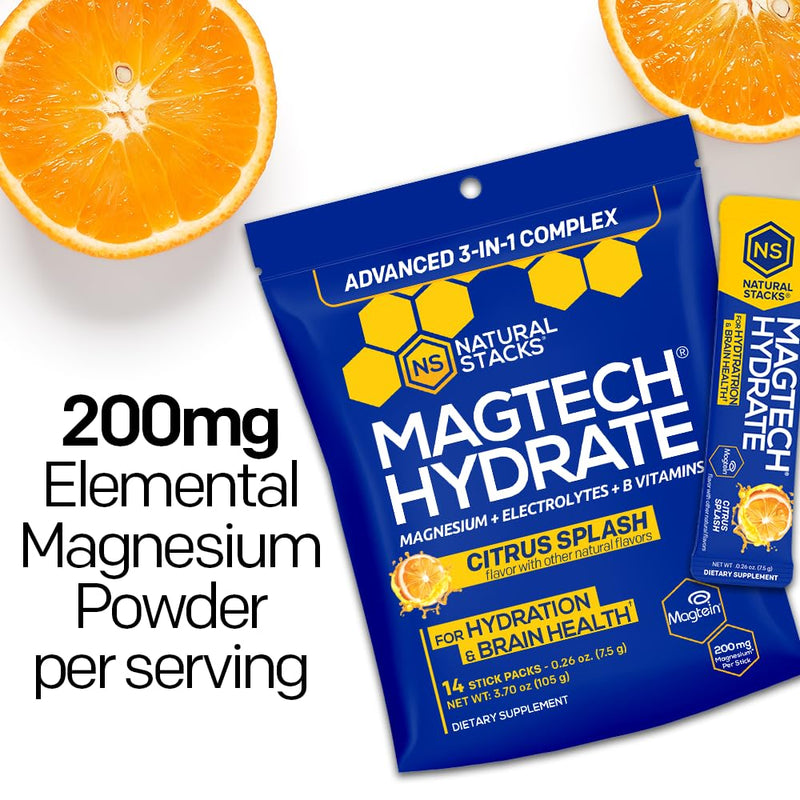 MagTech Hydrate: Sugar-Free Magnesium Hydration Powder (200 mg Mg) – 14 Servings