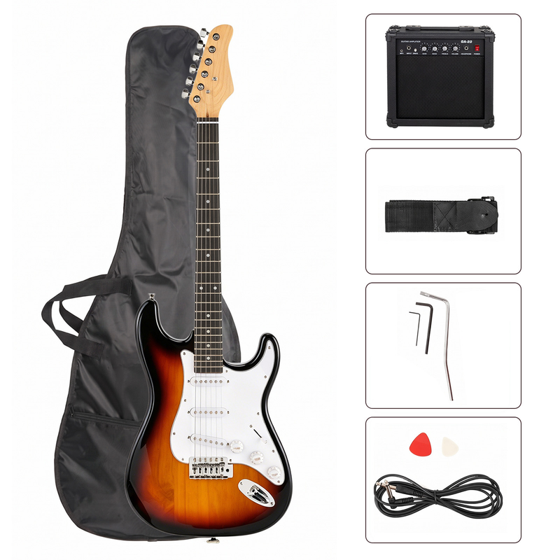 GST Stylish Electric Guitar Kit with Black Pickguard Sunset Color