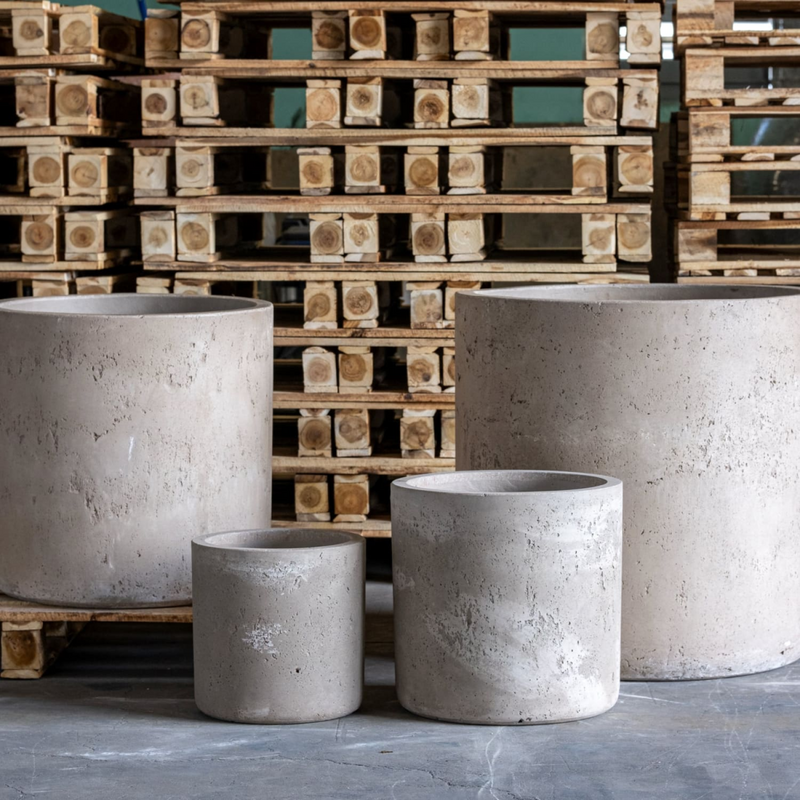 Aurella | Truffle – 100cm XXL Concrete Cylinder Planter – 621L Round Plant Pot
