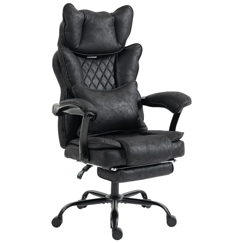 HOMCOM Executive Office Chair, Leathaire Big and Tall Office Chair 180 kg with Wide Seat, Reclining, Lumbar Support, Black