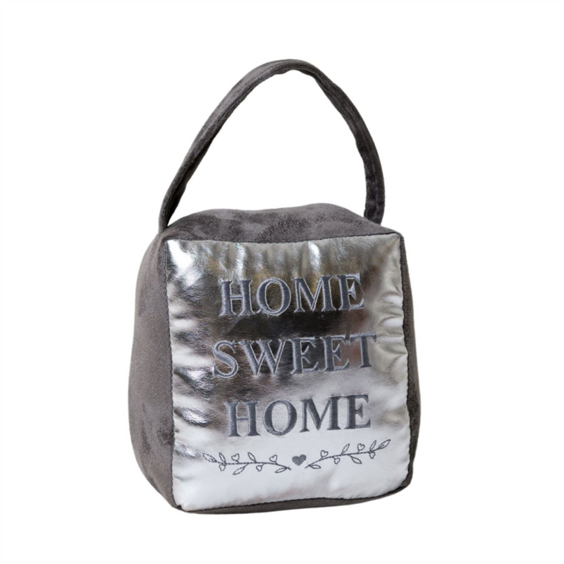Cube 'Home Sweet Home' Silver Door Stop
