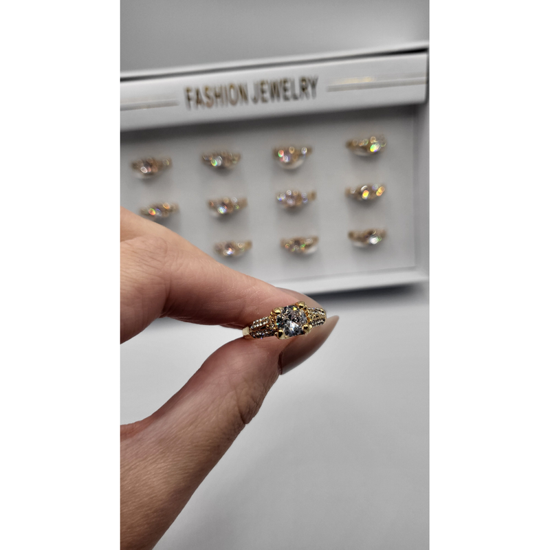 Twinkle Crystal Ring Gold Box set of 12