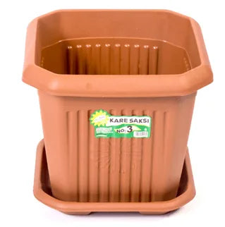 N0. 3 Plastic Square Plant Indoor Outdoor Garden Plant Pot With Base