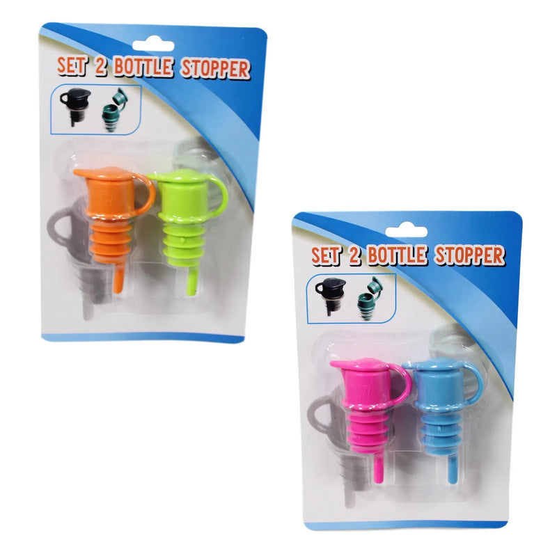 Oil Vinegar Wine Bottle Stopper Pack Of 2 Assorted Colours