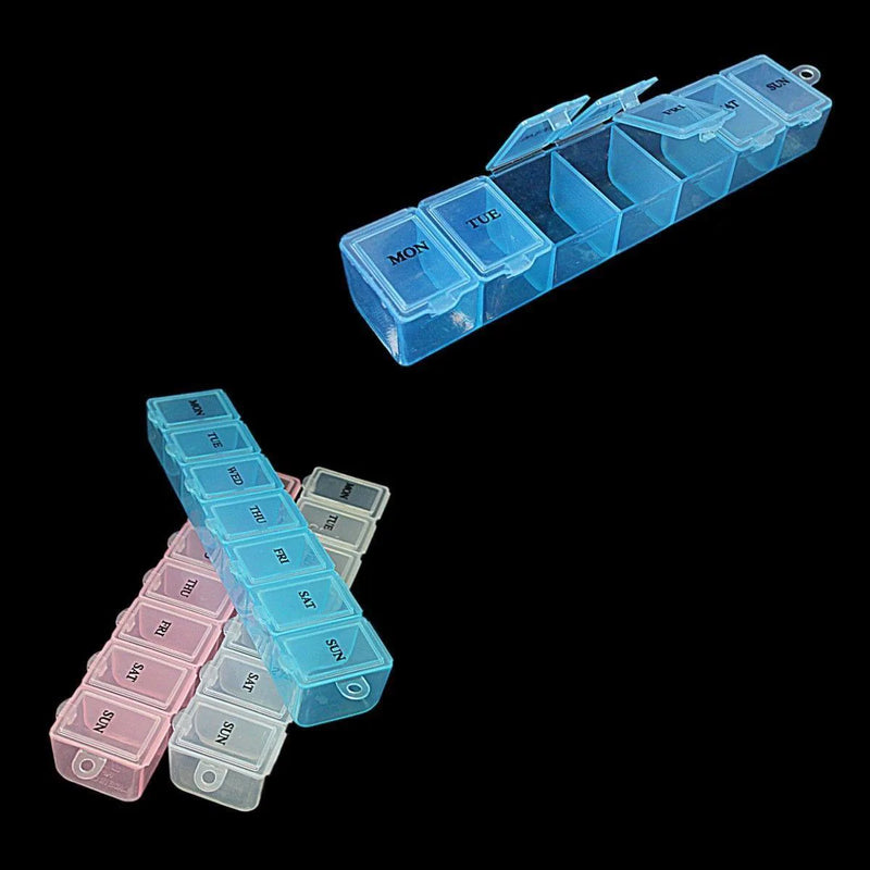 Plastic Pill Tablet Bo x Organiser 7 Days Assorted Colours
