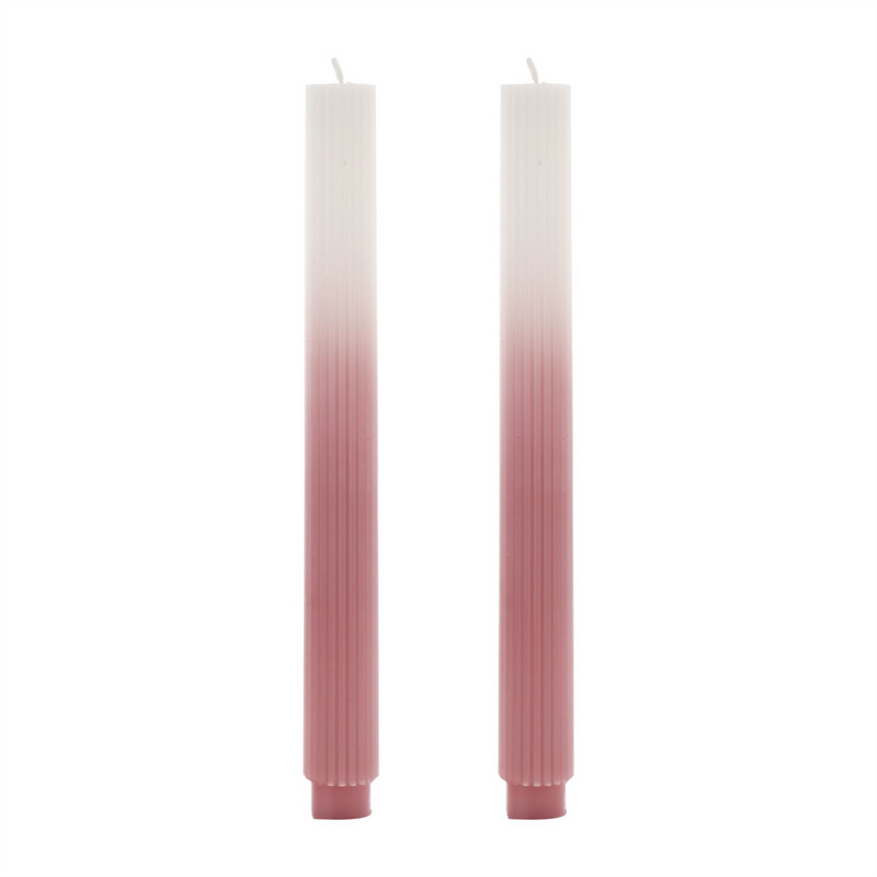 Hestia Set of 2 Ombre Dinner Candles - Pink/White