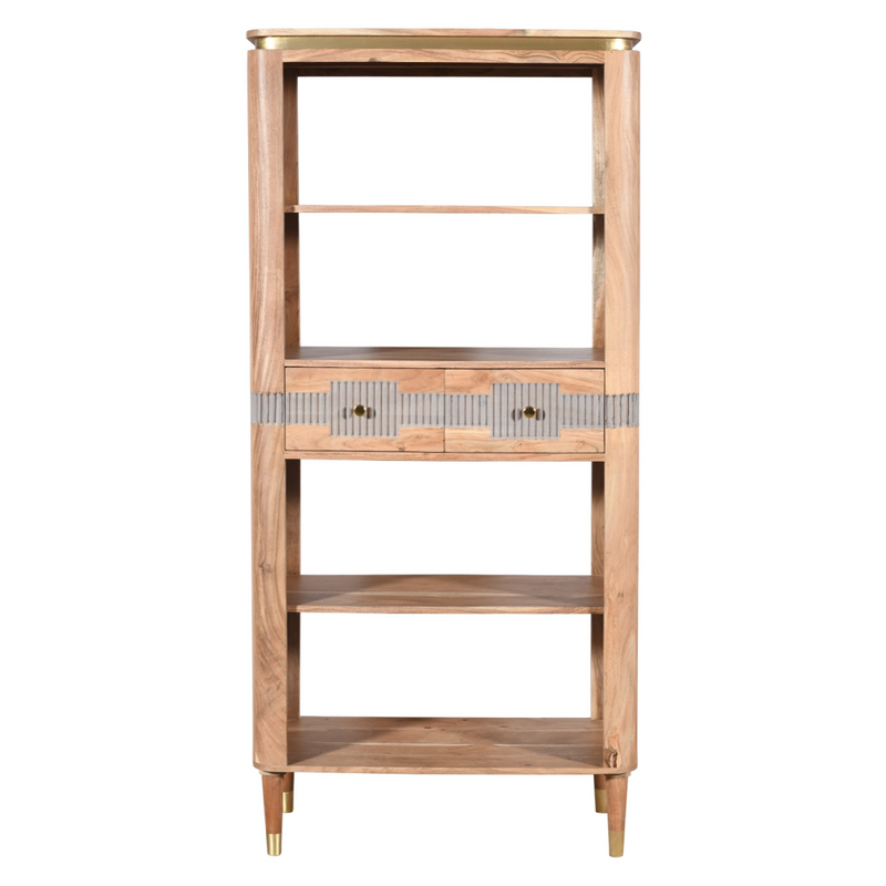 Wilton Acacia Wood 2 Drawers Open Bookcase