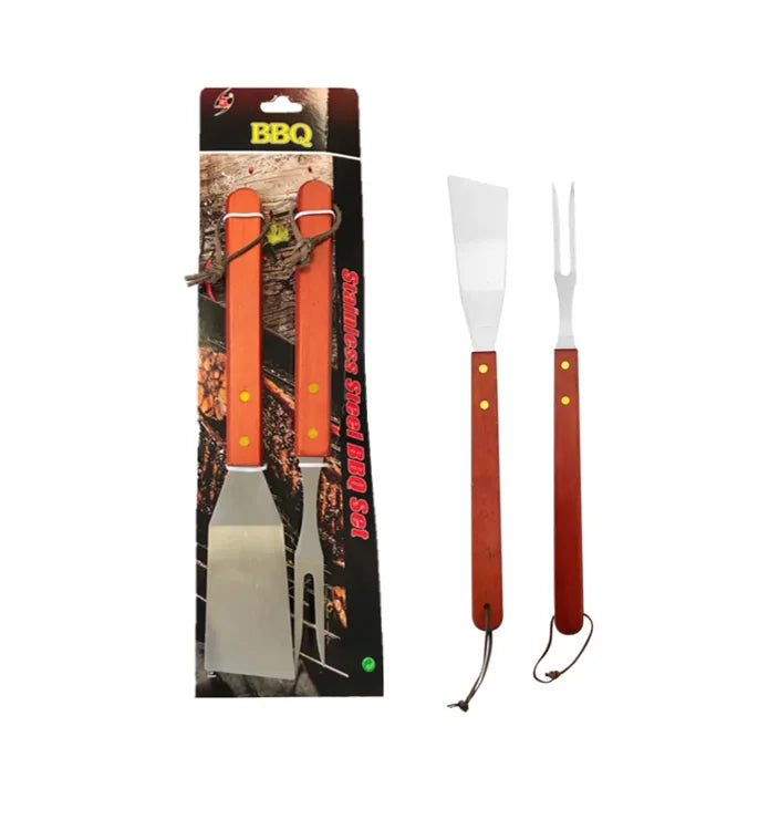 Metal Bbq Meat Carving Fork Spatula Set