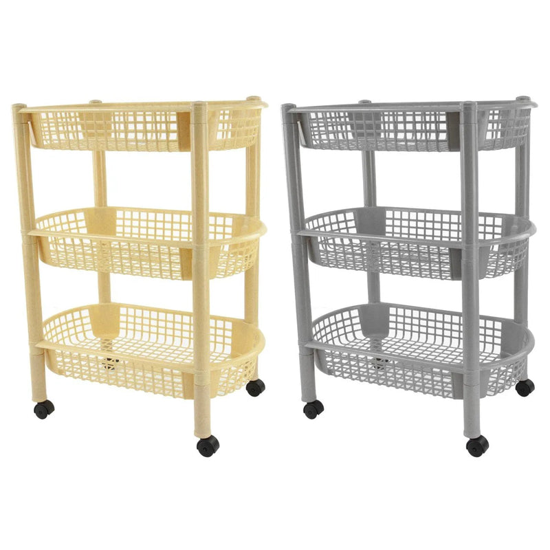 Plastic Kitchen Trolley Oval 3 Tier Fruit Veg