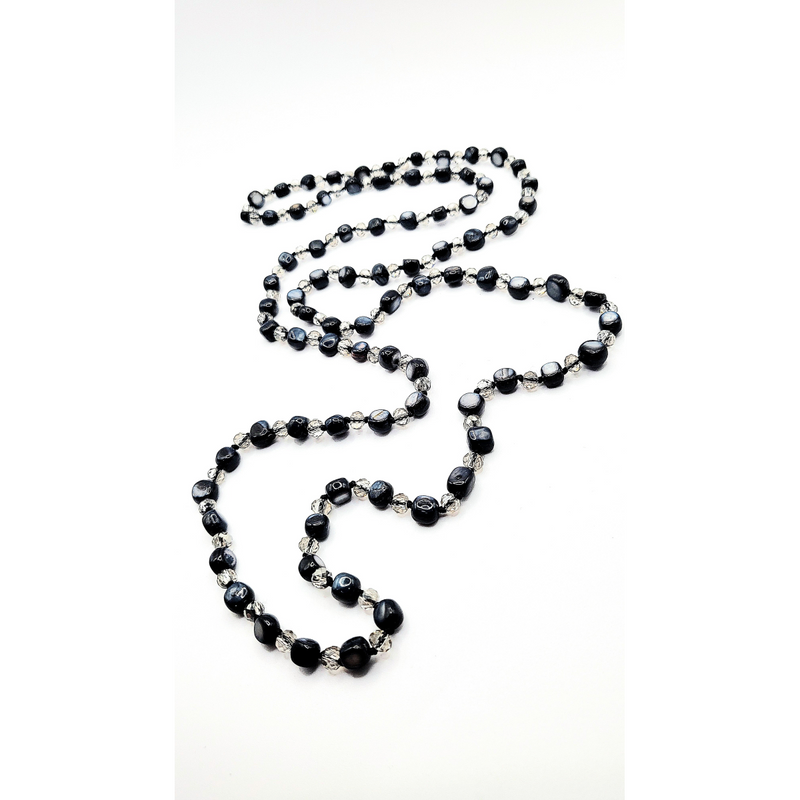 Resin Navy Boho Long Beaded Necklace