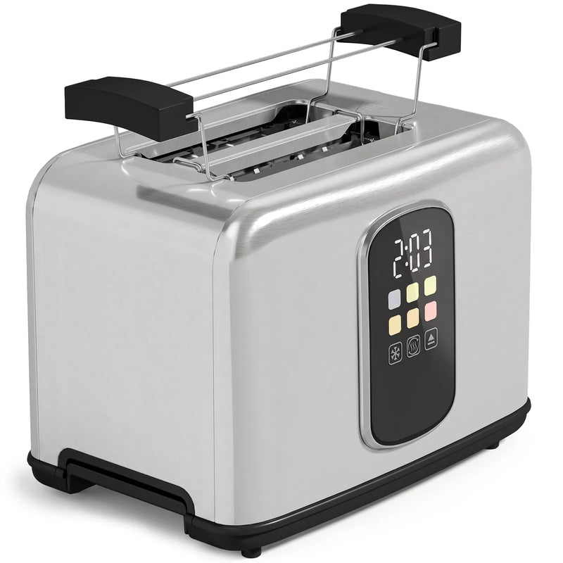 HOMCOM 2 Slice Smart Toaster with Touch Screen & LED Countdown, Toaster with Warming Rack, 6 Browning Levels, Memory Function