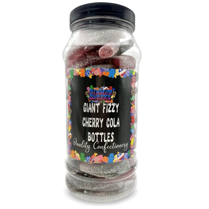 Giant Fizzy Cherry Cola Bottles Retro Sour Gummy Sweets Gift Jar - 680g
