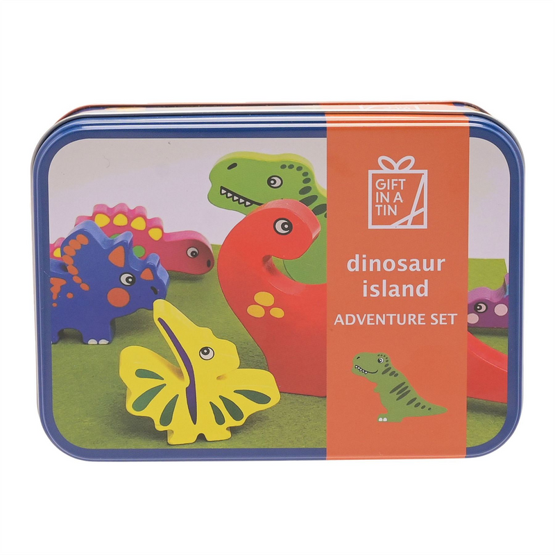 Apples To Pears Dino Island in a tin