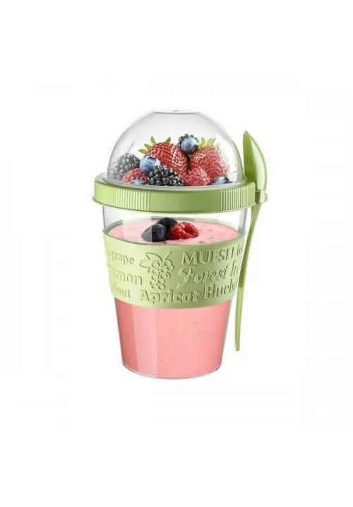 Ttz Plastic Take And Go Yoghurt Muesli Granola Cup With Dome Top 600Ml Assorted Colours
