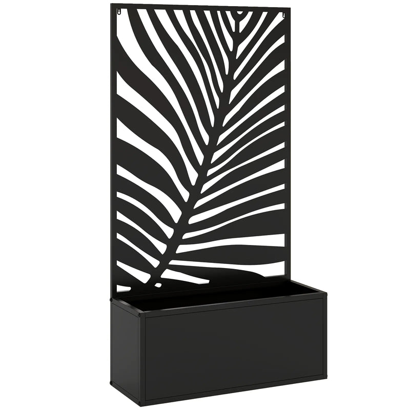 Outsunny Metal Garden Bed for Garden with Trellis, Wall Mounted or Freestanding Raised Planter with Privacy Screen
