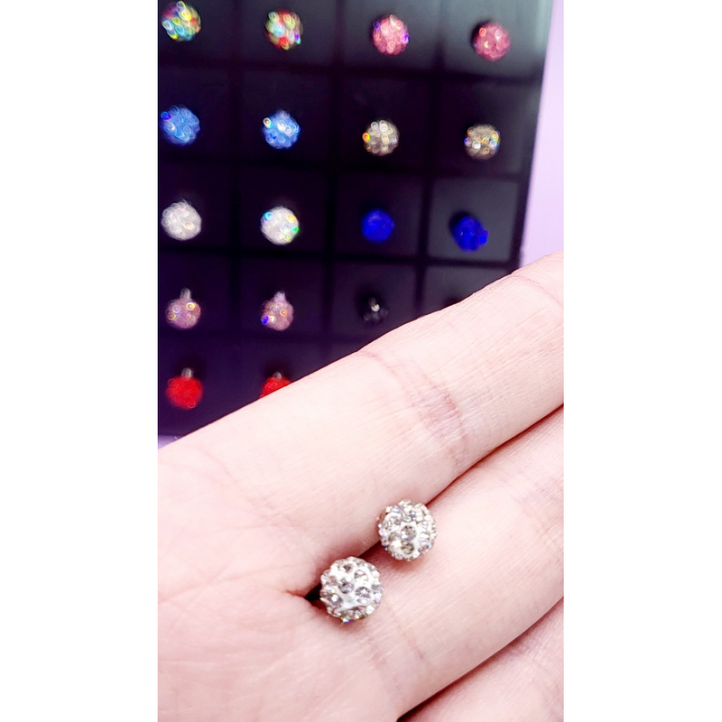 Round Glitter Ball Medium Crystal Earrings Medium Set Of 12