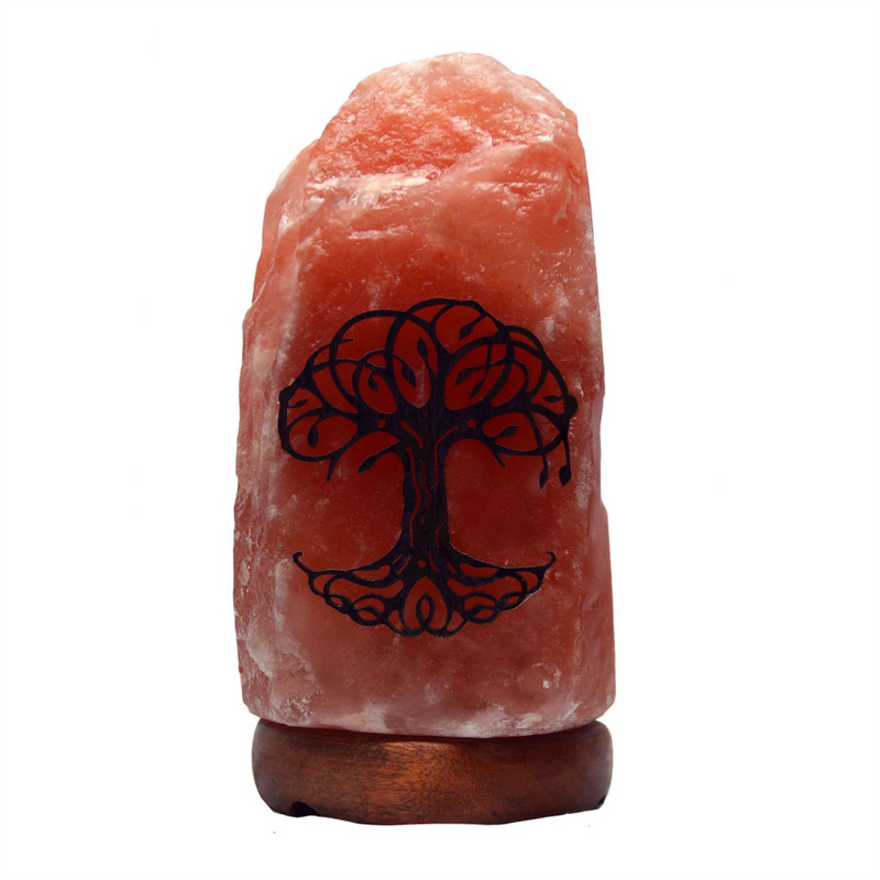 Himalayan Rock Salt Lamp with Wooden Base - Tree Design