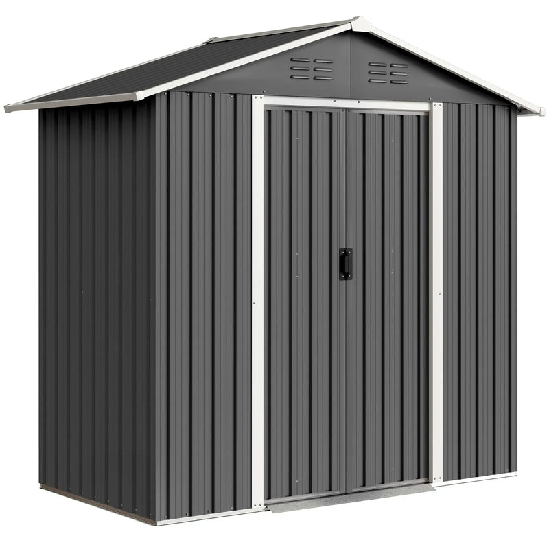 Outsunny 6.5 x 3.5ft Metal Garden Storage Shed - Dark Grey