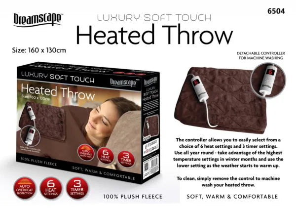 Lu x ury Soft Touch Electric Heated Throw Blanket