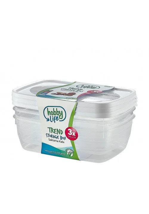 Hobby Trend Rectangular Plastic Food Storage Container 2 Litre Pack Of 3 Assorted Colours