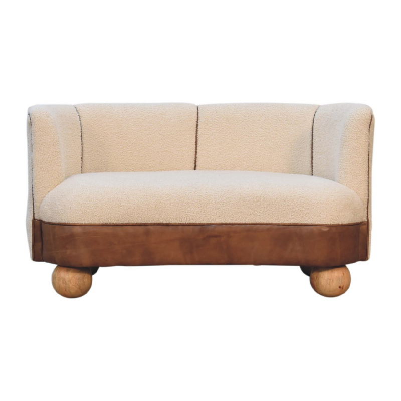 Artisan Furniture Solid Wood Boucle Cream Buffalo Small Sofa