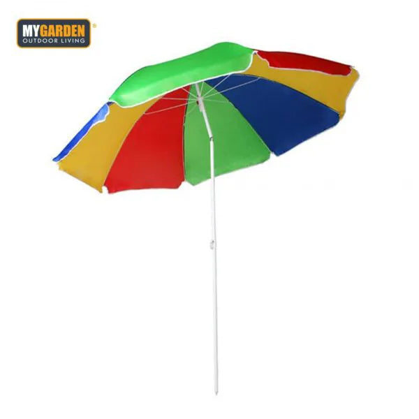 Beach Umbrella Parasol With Tilt Function Rainbow Colour