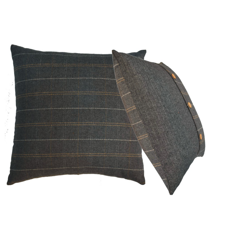 Artisan Furniture Quinn Pewter Cushion Set of 2, Black Tweed