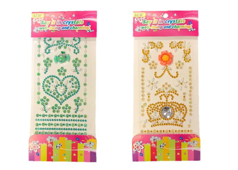 Say It In Crystals Single Sheet Heart Crown Gem Stickers Assorted Designs And Colours