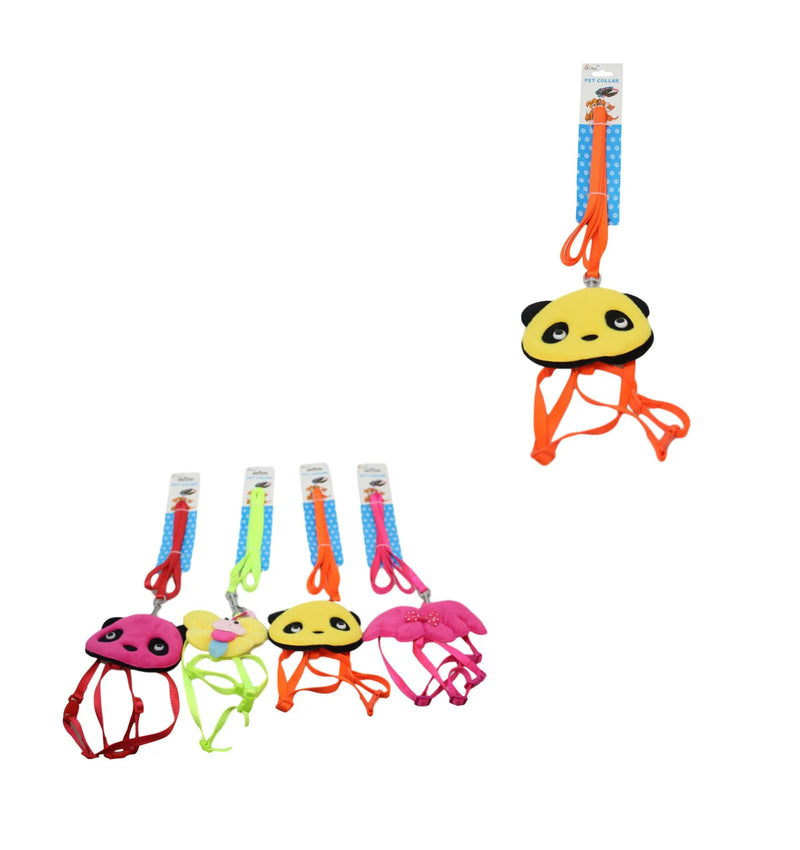 Pet Dog Leash With Harness Cartoon Design One Size Small Assorted Designs
