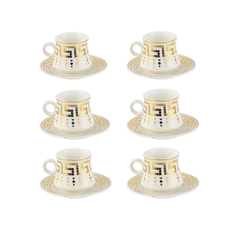 Durane Antico Tea Set 12 Piece White – Gold 80Ml (Parcel Plus Rate)